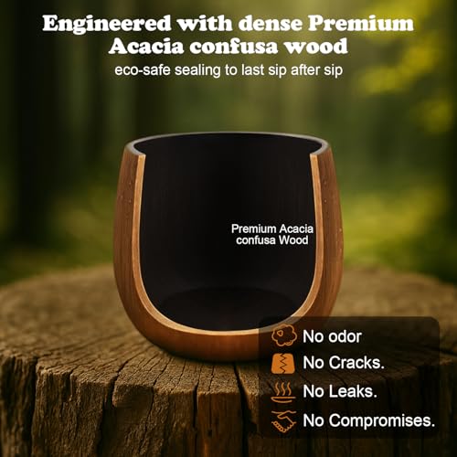 image for Tomzio Charred Wooden Bourbon Drinking Glass Set of 2,11oz Handcrafted