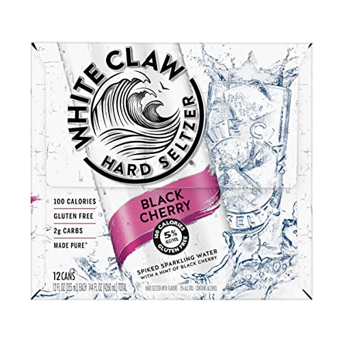 White Claw Hard Seltzer Black Cherry, 12 oz cans, 5% ABV (Pack of 12)