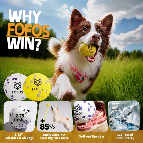 Image of FOFOS Dog Balls Tennis Balls Dog Chew Toys for Aggressive Chewers ETPU 4Pcs