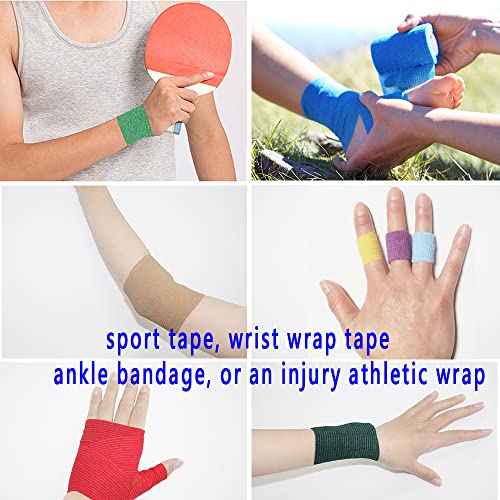 [6 Pack-3"X5Yards]Mingyue Self Adhesive Bandage Wrap,Athletic Tape,Sports Tape,Wrist And Ankle Wrap Tape,Cohesive Bandage For Vet Tape(Blue) #TOP4
