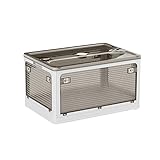 YAKINO【收纳箱 折叠】带盖 三个方向取出 衣物 被褥 小物件 带脚轮 时尚 组装简单 多功能 防尘 防霉 防潮 无异味 透明 承重 大容量 家用 车用 多个尺寸 各种颜色 (灰,巨无霸plus)