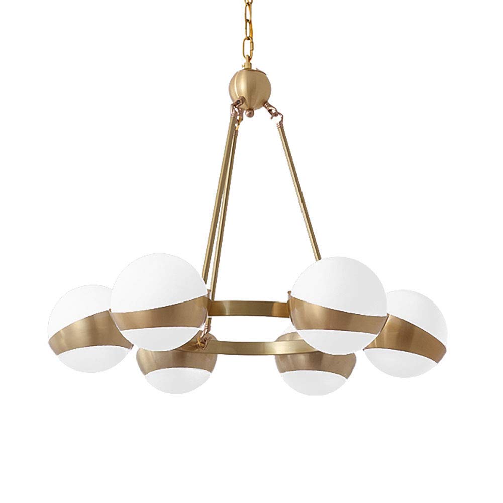 LYMSXAZOU Industrial 6Light ChandelierAdjustable Ceiling Light Fixture for Hallway Kitchen Entryway Living Room & BedroomCopper Finish Modern NT Lighting Design