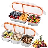 PIWOSGOL 2 Stück Snackbox mit Fächern, Brotdose Kinder mit Fächern aus Edelstahl, Snackschale mit Deckel, Leckdichte Brotdose für Schule, Arbeit, Camping, Spülmaschinenfest Brotbox für Snacks & Lunch