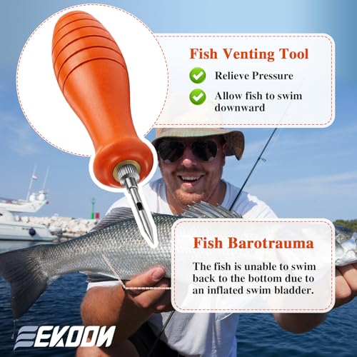 Image of Feekoon Fish Venting Tool, Venting Kit for Deep Sea Fishes with Stainless Steel Needle, Fishing Tackle for Saltwater Fishing Fish Release and Return (Patented)