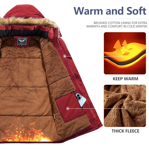 Image of JYG Men's Winter Thicken Coat Warm Puffer Parka Jacket with Faux Fur Removable Hood