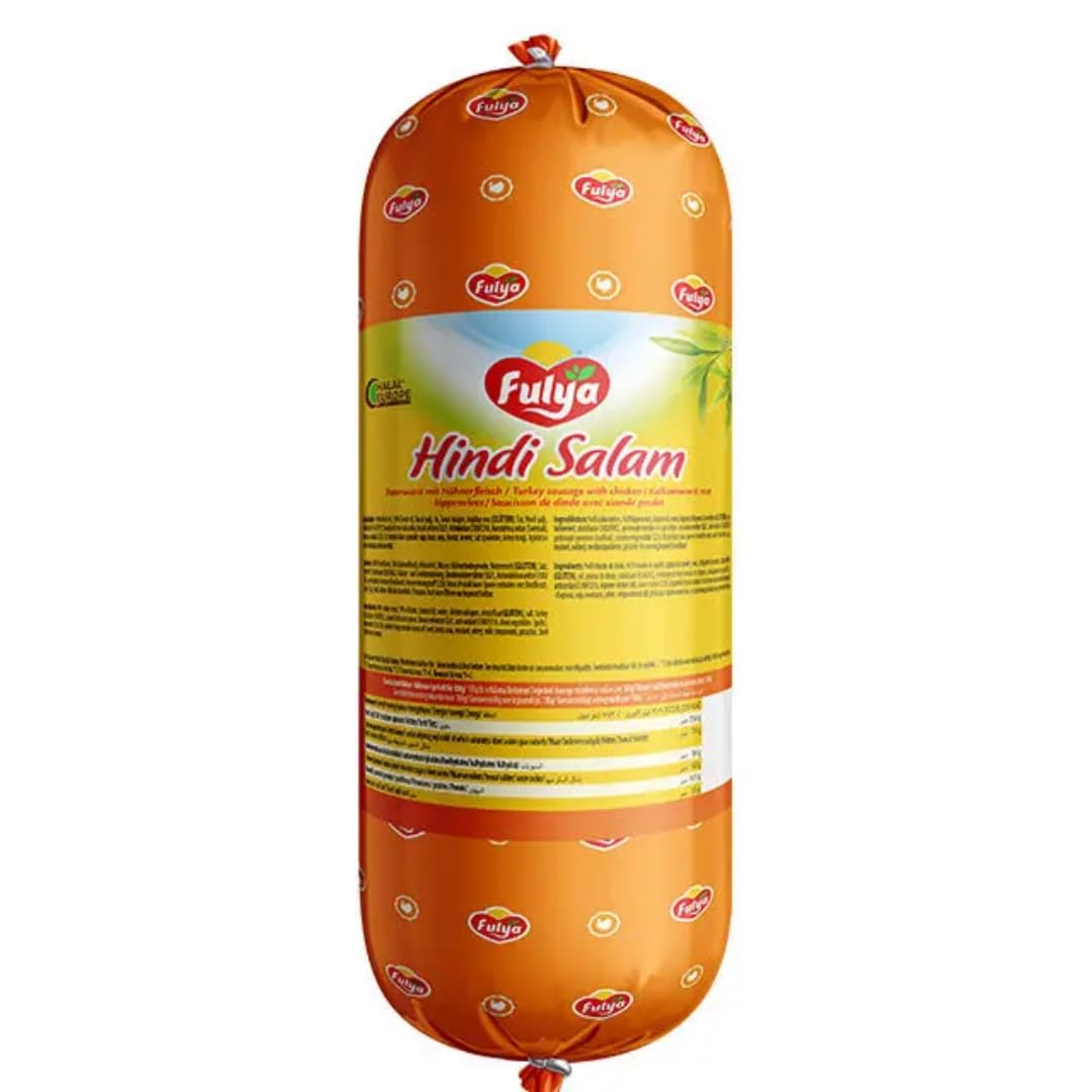 Fulya Putenwurst mit Hühnerfleisch Hühner-Puten-Salami, Ganze Packung Puten-Salami 400 Gramm x 8 Stück
