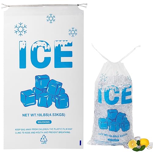 Image of 100 PACK 10 lb. Drawstring Ice Bags 12 x 21 Inch Heavy-Duty