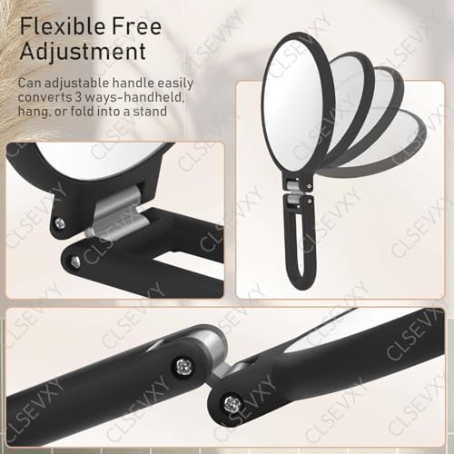 Image of CLSEVXY Magnifying Handheld Mirror Double Sided, 1X 15X Magnification Hand Mirrors, Travel Folding Hand Held Mirror, 360Rotation Pedestal Makeup Vanity Mirror