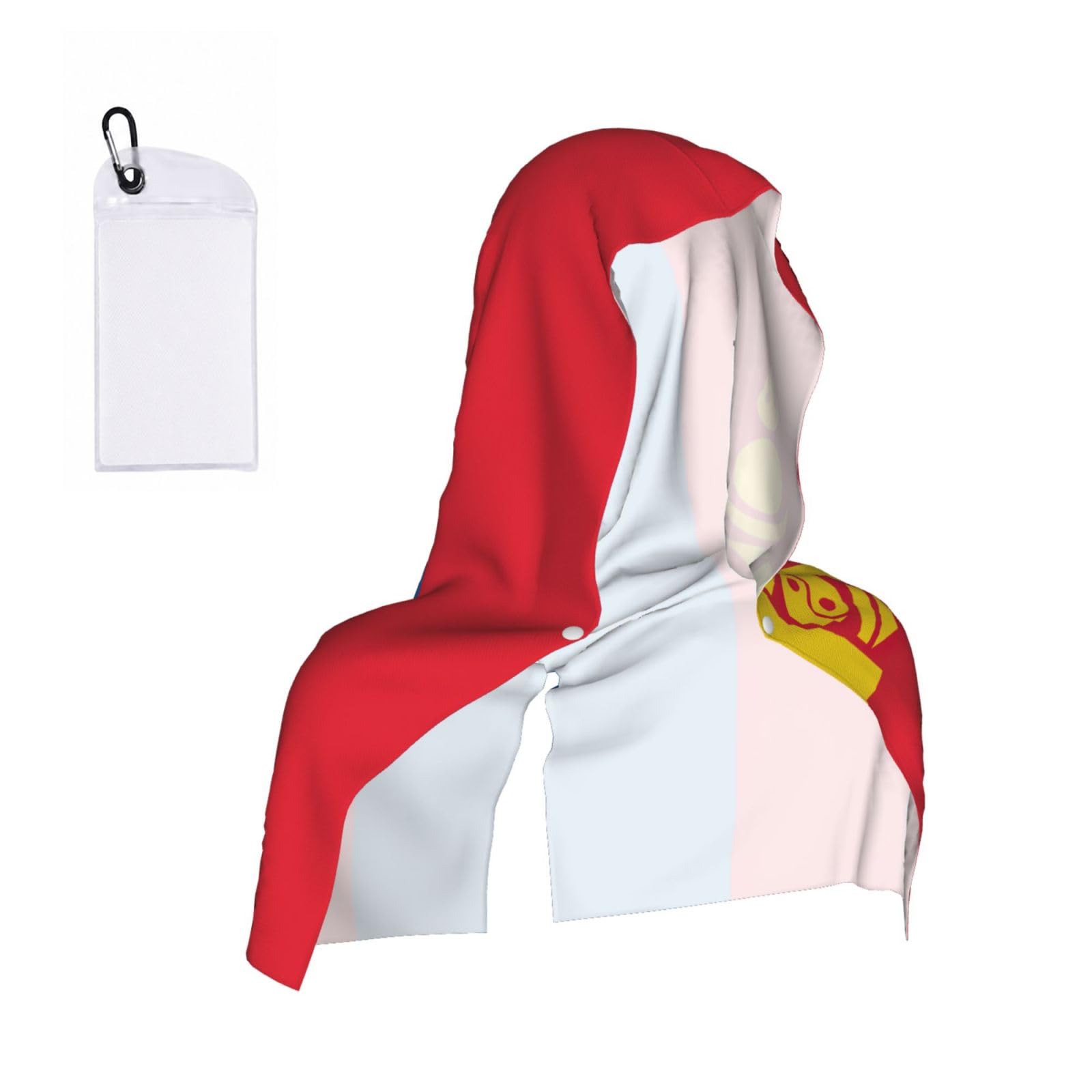 DUWAA Mongolian Flag Print Cooling Hooded Sports Towel, 30×60cm Quick Drying Summer Cool Head Wrap For Neck And Face