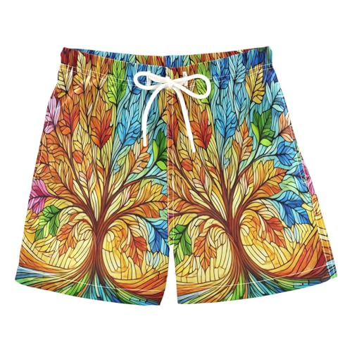 Glass Tree Colorful Boys Swim Trunks Quick Dry Toddler Swimsuit Boy Board Shorts Bathing Suits Swimwear 3T