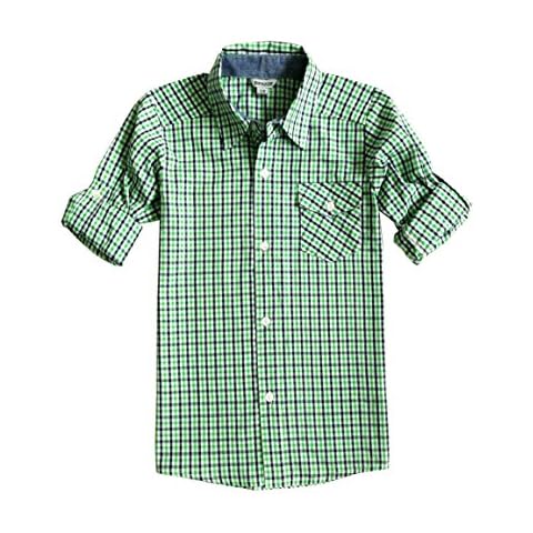 Bienzoe Niño Algodón Enrollar Camisa Verde 13/14 Cover