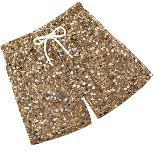 Pigsaly Boys Swim Trunks Sand Beige Gradient Flashing Glitter Boys Board Shorts Swimsuit Swimwear Summer Bathing Suit 2T