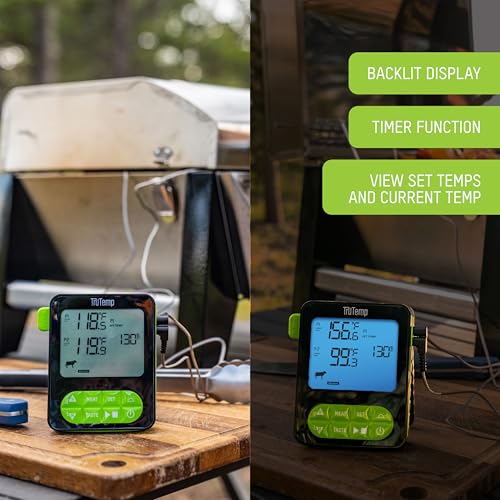 Image of Taylor TruTemp Dual Probe Wired Programmable Meat and Food Thermometer, Digital for Cooking, Monitor Two Dishes with Two Probes for Baking, Grilling, and Roasting, User-Friendly, Backlit, Green