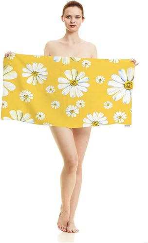 Miniatura 8 de oFloral White Daisy - Toallas de mano de algodón con flores de manzanilla, acuarela amarilla, floral, para jardín, plantas botánicas, toallas suaves