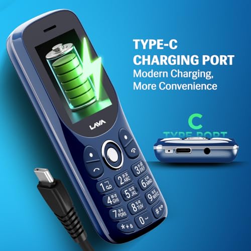 Image of Lava A1 Tejas Dual SIM Keypad Phone with 2'' Big Display | Long-Lasting AI Battery | Type C USB Port | Vibration Alert | FM Radio & MP3 Player | Military-Grade Durability - Blue