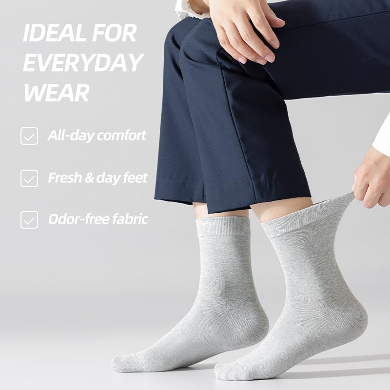 Mens black dress socks size 9-12,Plain polo crew cotton socks,6 pairs,Gift BOX, Comfortable and breathable3