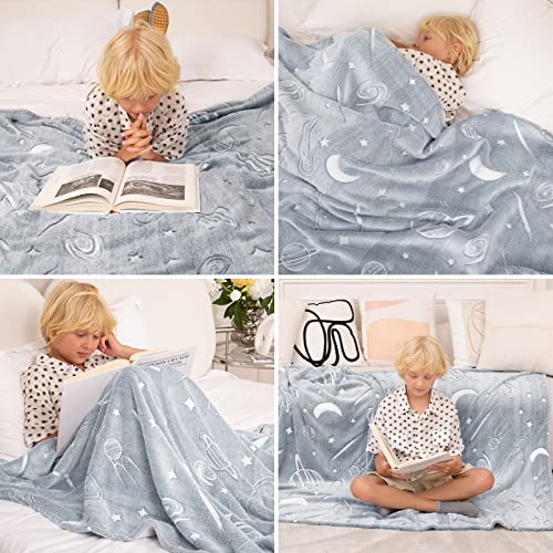 Inhand Glow In The Dark Stars Blanket For Girls Boys Cute Kids Throw Blanket Funny Space Moon Galaxy Blanket Gaming Room Decor Toys Birthday Gifts Ideas Stuff For 5-13 Years Old thumb #5