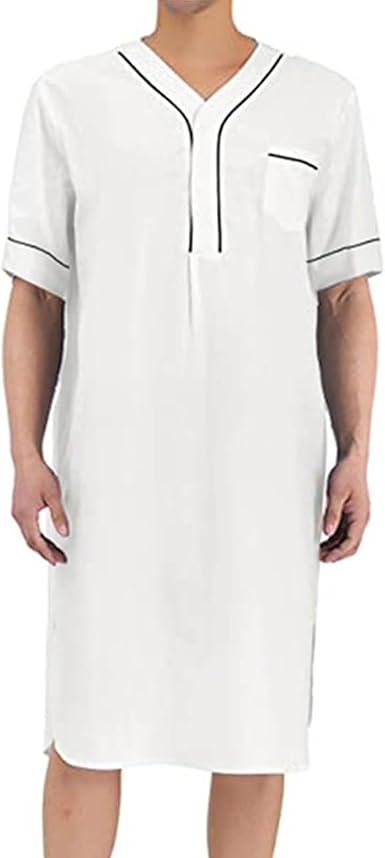 Mens Satin Nightshirt Long Lightweight Kaftan Comfy Big&Tall V