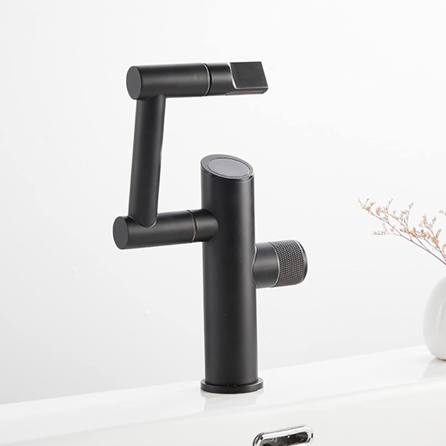 Faucets,Basin Taps Waterfall, Basin Mixer Tap Waterfall Brass Hot and Cold Water Multifunction Swivel Bathroom Sink Tap(Black)