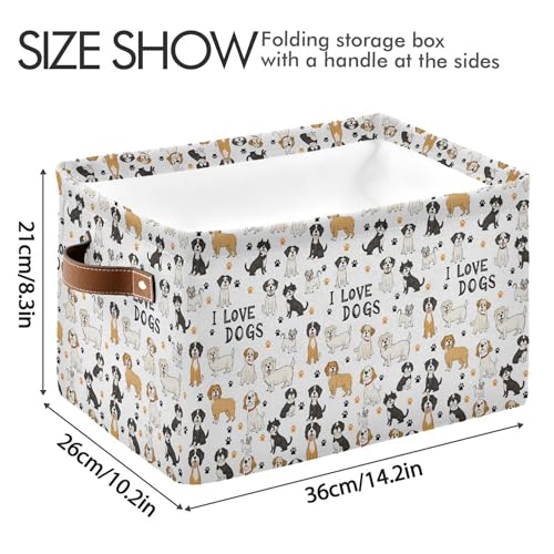 Image of Bernese Mountain Dog Storage Basket Fabric Pet Toy Baskets Cute Dogs Puppy Paws Open Home Storage Bins Boxes Foldable Organizer Bag for Pet Toy Bathroom Shelf Closet Baskets 16x12x8 Inches 2 Pack