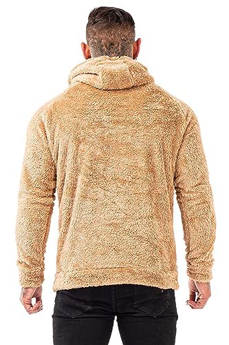 Image of GINGTTO Men's Fuzzy Sherpa Sweatshirt Fashion Pullover Fleece Hoodies