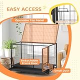 PawHut 48" Heavy Duty Dog Crate with Bowl Holder, Dog Cage on Wheels with Removable Tray, Openable Top, Detachable Door, Indoor Outdoor Use, for Large and Extra Large Dogs - Black - Image 5