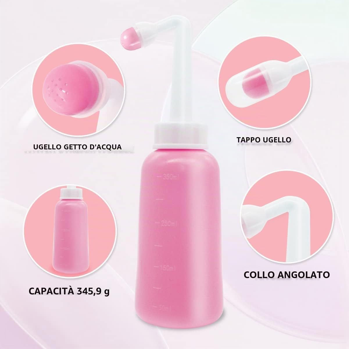 Bidet Portatile – 350ml Peri Bottle Post Partum per Letto Settimanale e Ospedale | Bidet Portatile da Viaggio con Tasche Impermeabili