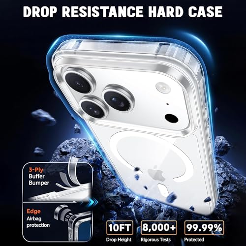 Image of Kratos Transparent Clear Case Cover Compatible with iPhone 17 Pro Max - Anti-Yellowing, Wireless Magnetic Charging Case with Raised Edge Camera & Screen Protection, Shock-Resistant Design