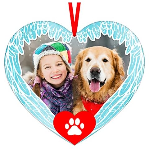 PETCEE Picture Frame Dog Memorial Christmas Ornaments 2022,Pet Memorial Ornaments for Christmas Tree Dog Remembrance Gifts Sympathy Gifts Memorial Gifts for Loss of Dog Cat Pet Cover