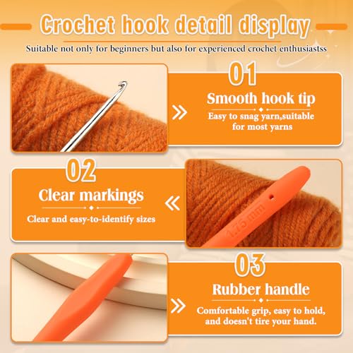 Image of SHWAKK Small Crochet Hook, 1.75 mm Lace Ergonomic Crochet Hook, Tiny Crochet Needles for Arthritic Hands, Knitting Needles with Soft Handle Beginners and Experienced Hobbyists