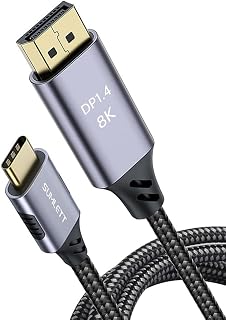 USB C to DisplayPort 1.4 Cable, 3.3Ft Type C (Thunderbolt 3/4) to DP 8K Converter Braided Nylon Cord Support 4K@144Hz,2K@165Hz for M1 MacBook Pro, MacBook Air/iPad Pro, XPS 15 and More