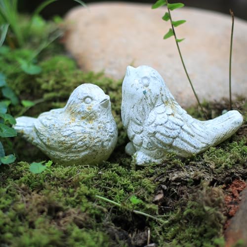 Outdoor Bird Statues Bird Decor Figurines for Home Cement Bird Sculpture for Patio Yard Lawn Ornament 2styleSetIndoor Outdoor Stone Bird Decorations Statue