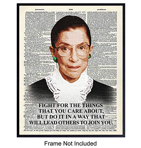 Ruth Bader Ginsburg Inspirational Quote Dictionary Wall Decor Picture - Upcycled Motivational Home