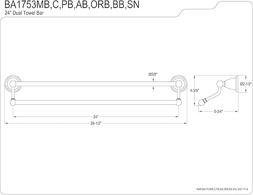 Miniatura 2 de Kingston Brass BAK175348SN Heritage - Juego de accesorios de baño de 3 piezas, níquel cepillado