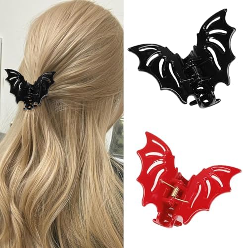 Forcine Goth Ali Di Pipistrello Argento - Confezione Da 2 - Accessorio Capelli Halloween E Stile Dark - Foto 10