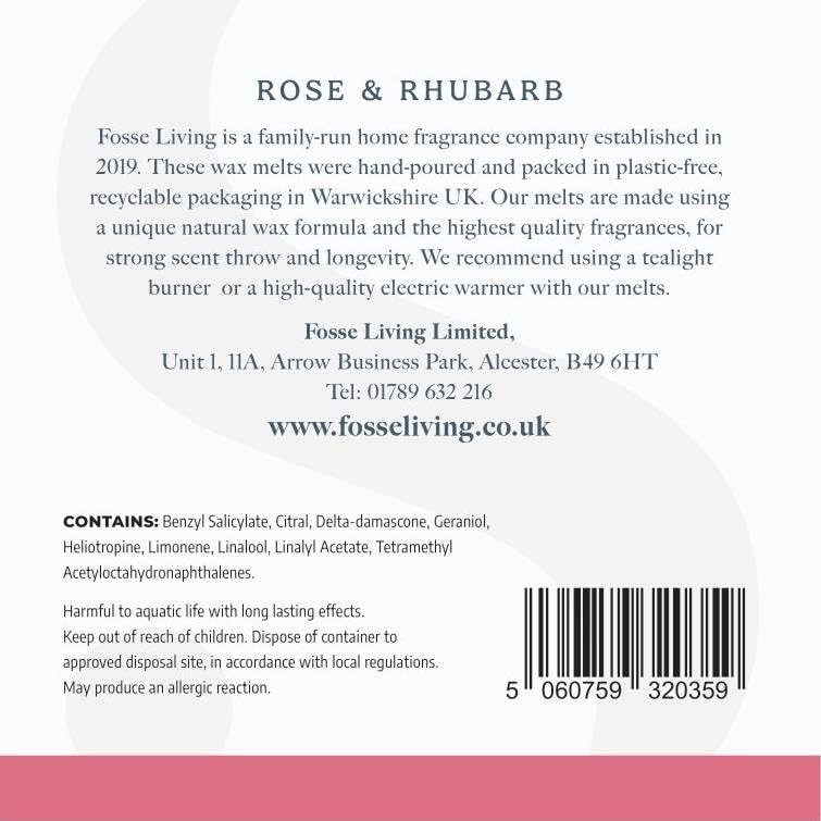 Rose & Rhubarb Strong Scented Wax Melts 16 Pack - The Gift for Every Occasion – Made in The UK