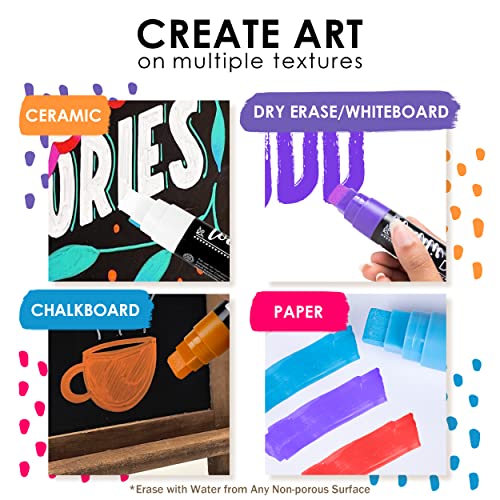 Image of Loddie Doddie Jumbo Chalkboard Markers - 8 Pack, Multicolor, 15 mm Chisel Tip - Easy Erase Smudge Proof Chalk Markers - Bold Bright Colors For Chalk Art - Versatile Dry Erase Pens for Glass