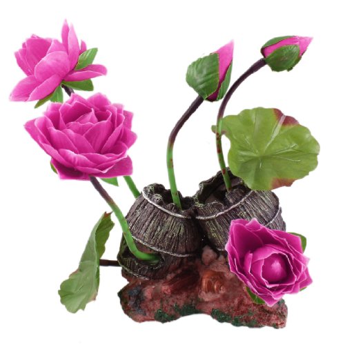 Ruilogod Serbatoio di pesce caldo tessuto rosa loto foglia verde foglia doppia secchio decorazione