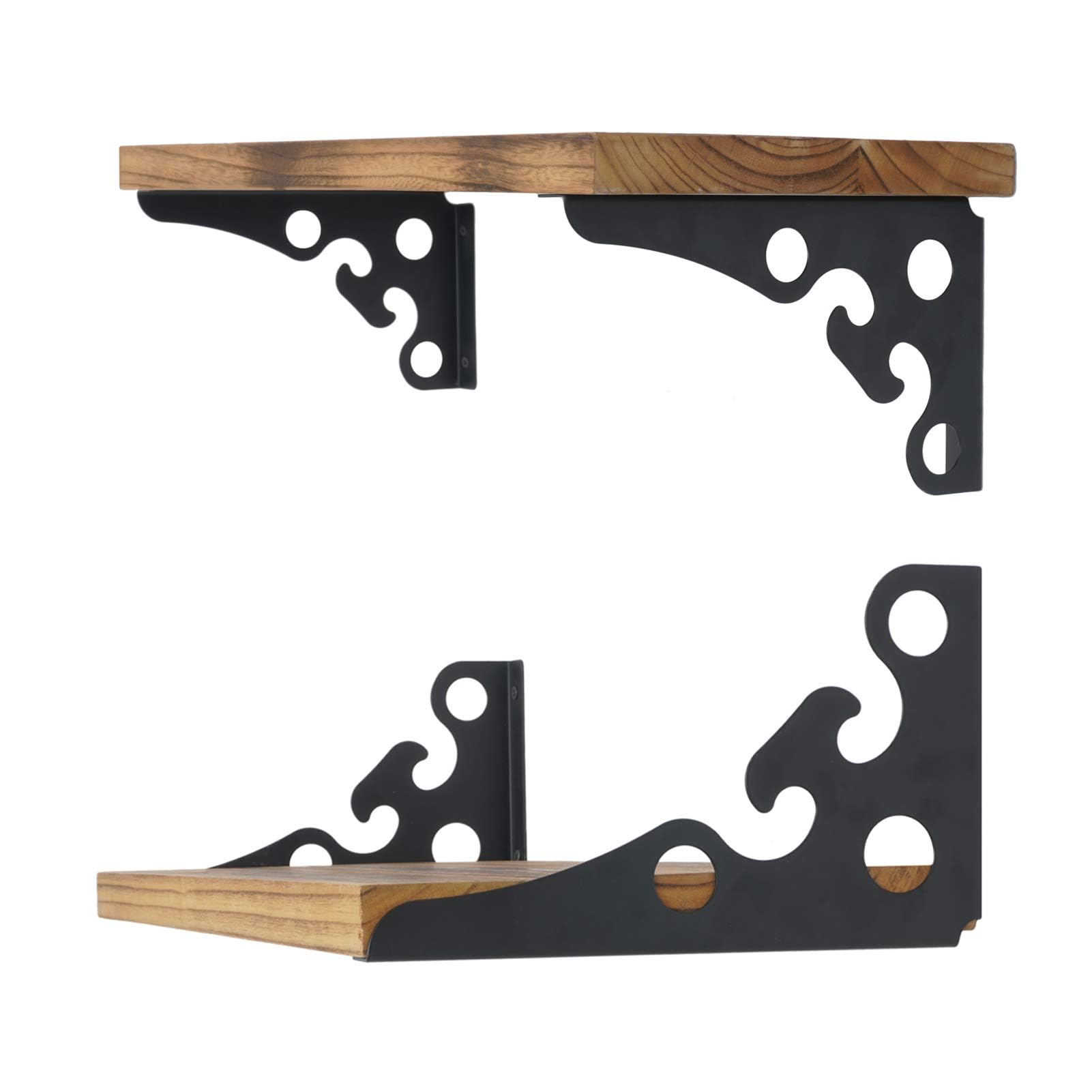 Ouvin Decorative Wall Brackets 4 Pack Floating Shelf Brackets 12inch Retro Black Multifunctional Corner Brace Shelf Support with Screws (150 mm/6 inch) Black