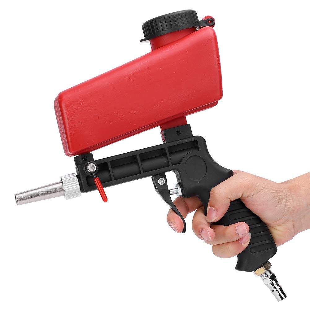 Walfront Machine de sablage pneumatique sableuse Professionnelle réglable avec Pistolet sableur connecteur d'entrée 1/4 Pouce et réservoir 700 ML