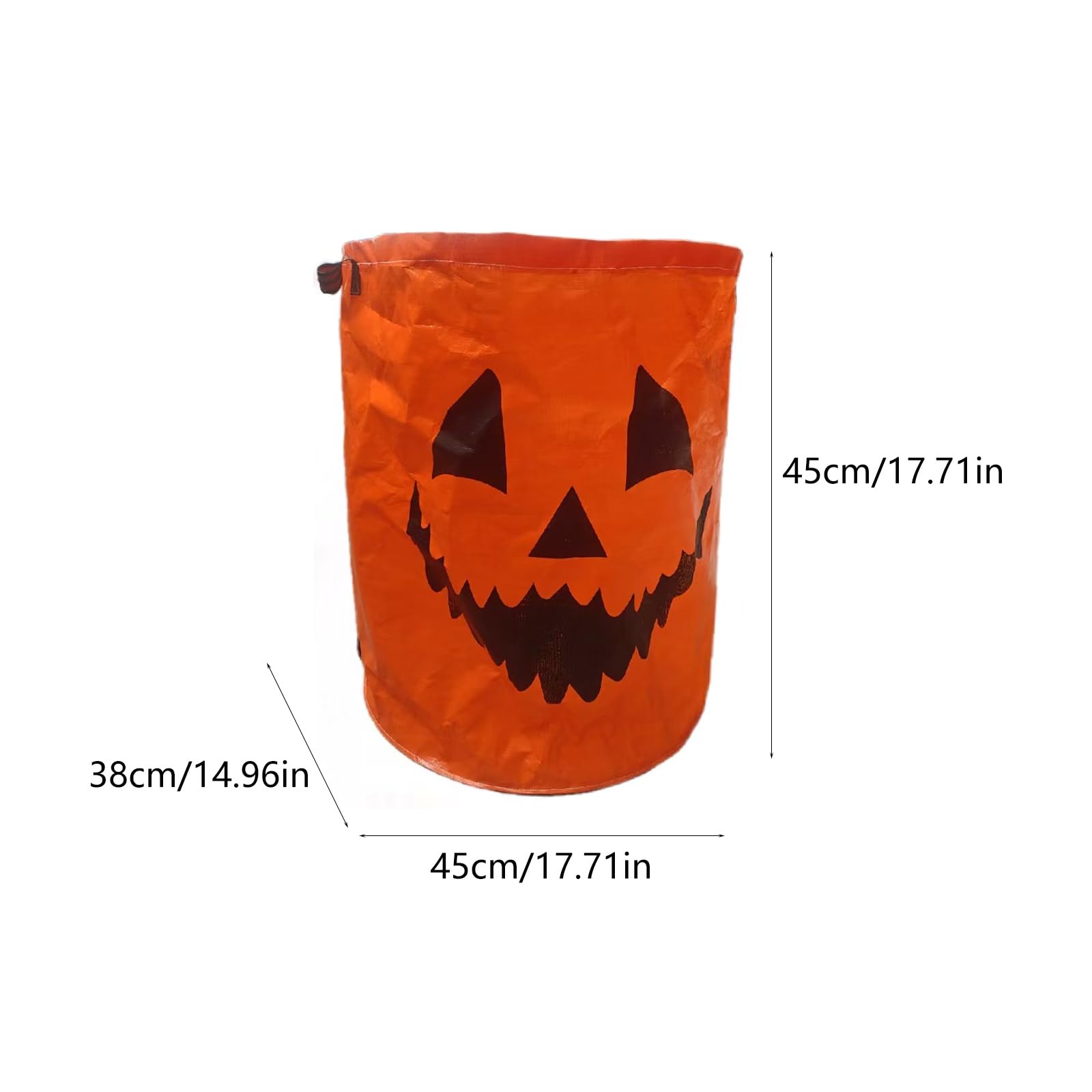 Bolsa grande impermeable de calabaza de Halloween de 60 L para recogida y almacenamiento de residuos de jardín, 45 x 38 cm, bolsa de basura de jardín de gran capacidad