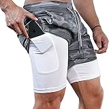 solo soplo Mens 2 in 1 Workout Shorts Quick Dry Athletic Shorts with Liner, Gym Running Shorts with