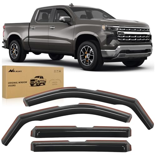 Nilight in-Channel Rain Guards for Chevy Silverado/GMC Sierra 2500HD 3500HD Crew Cab 2020–2026, Window Deflectors Wind Deflectors Vent Visors, Keep Rain Out & Reduce Wind Noise, 4PCS