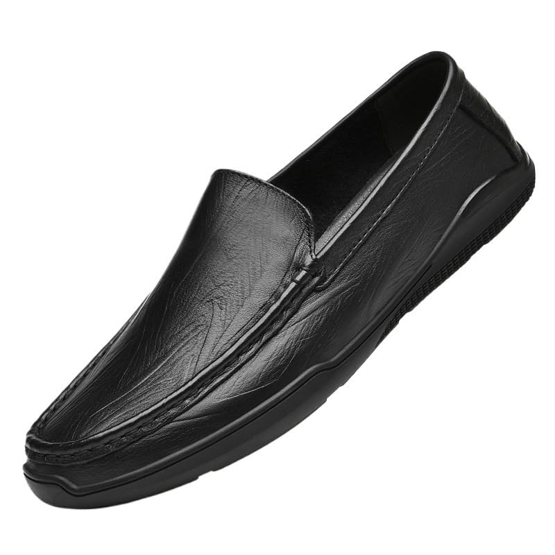 Men's Patent Leather Dress Shoes Mens Slip-Ons Penny Loafers Shoes Men Summer Fashion Non-Slip Wedding Tuxedo Shoes(Black,10)