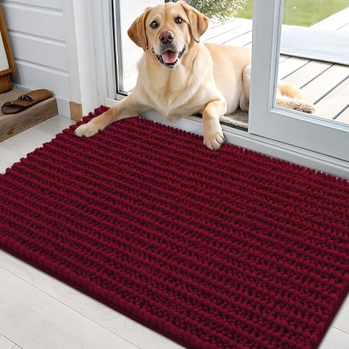 Image of OLANLY Dog Door Mat for Muddy Paws 36x24, Ultra-Absorbent Chenille Mud Mat