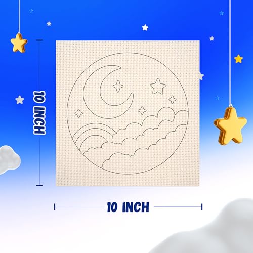 Image of KREEDA Punch Needle Embroidery Kit, DIY Creative Activity, Landscape Embroidery DIY Set, With Wooden Hoop Monk Clothes and Woolen Yarns. Gifts for Girls & Boys Ages 6, 7, 8, 9, 10, 11, 12 (Punch Needle Landscape)