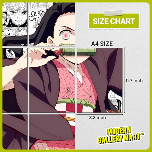 Image of MODERN GALLERY MART Pack of 20 Demon Salyer Nezuko Kamado Manga Poster | A4 Size Anime Wall Art (8.3 x 11.7 inch) | Manga Posters with Glue Dots | Anime Poster for Bedroom, Living Room, Office