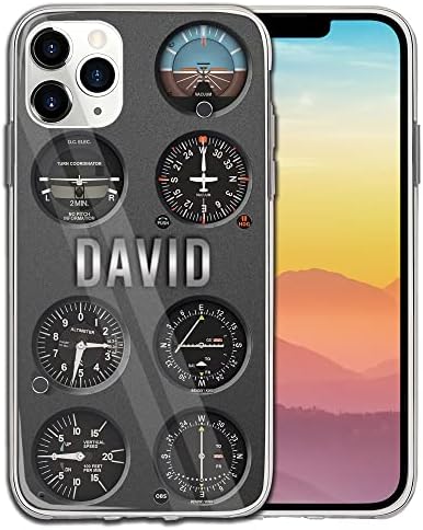 CASEZILY Personalized Pilot Gauges Phone Case Custom Name Aviator I'd Rather be Flying Aviation Compatible with iPhone 14 13 12 11 X XS XR 8 Mini Pro Max Samsung Galaxy Note S9 S10 S20 S21 Ultra Plus