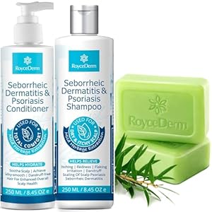 Roycederm Psoriasis Seborrheic Dermatitis Shampoo & Conditioner & Tea Tree Soap Set