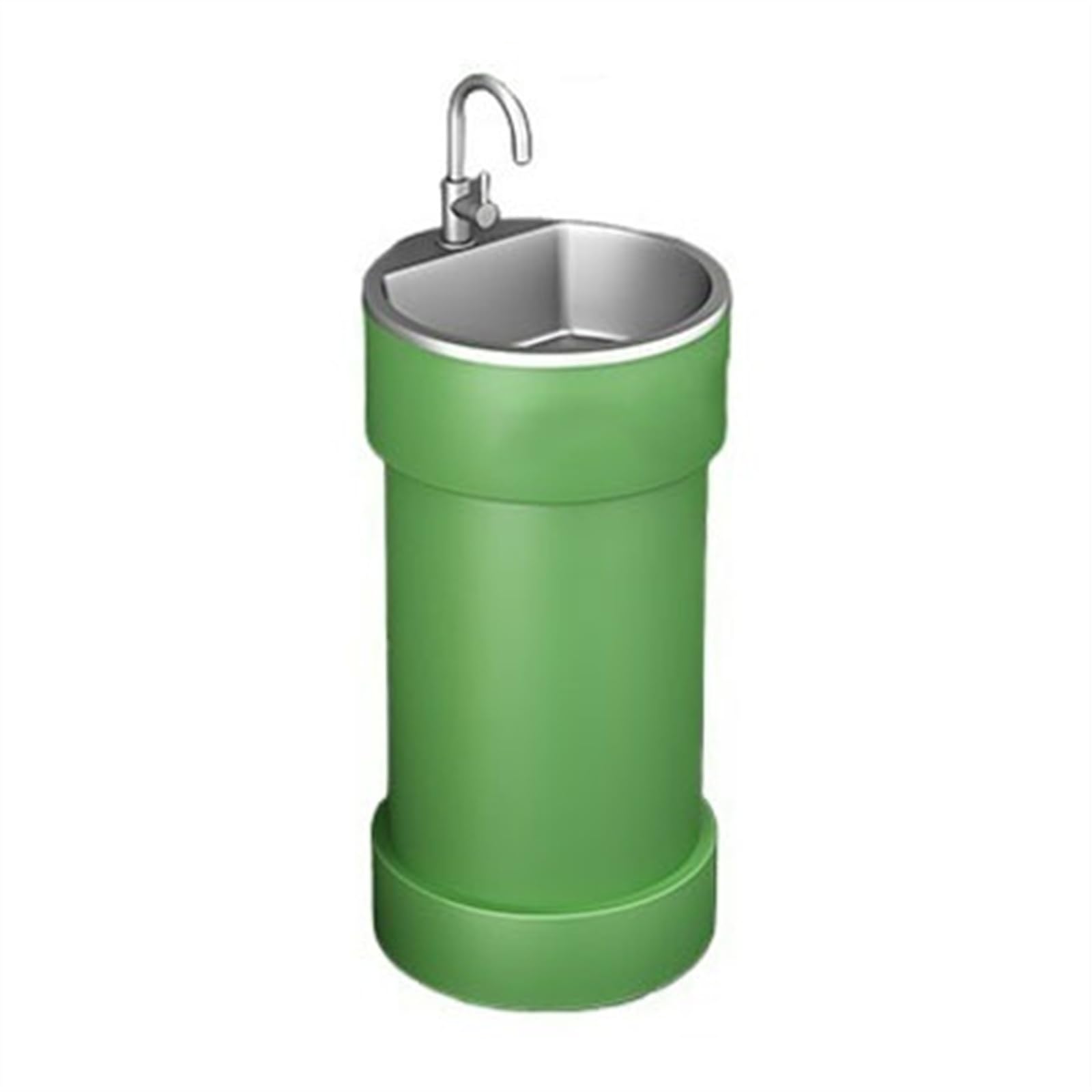 Zhaoj24-05 Green Pedestal Sink Round Base Bathroom Sink, Creative Colorful Commercial Pedestal Basin With Stainless Steel, Metal Painted Freestanding Vanity(Green)
